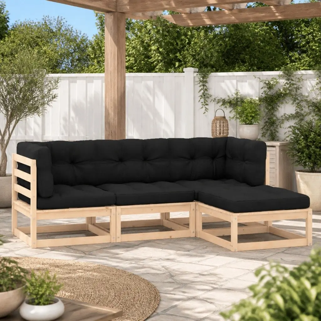 4 Piece Garden Lounge Set for Outdoor Use Solid Pinewood Anthracite