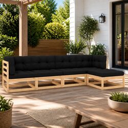 5 Piece Garden Lounge Set - Solid Pinewood Construction