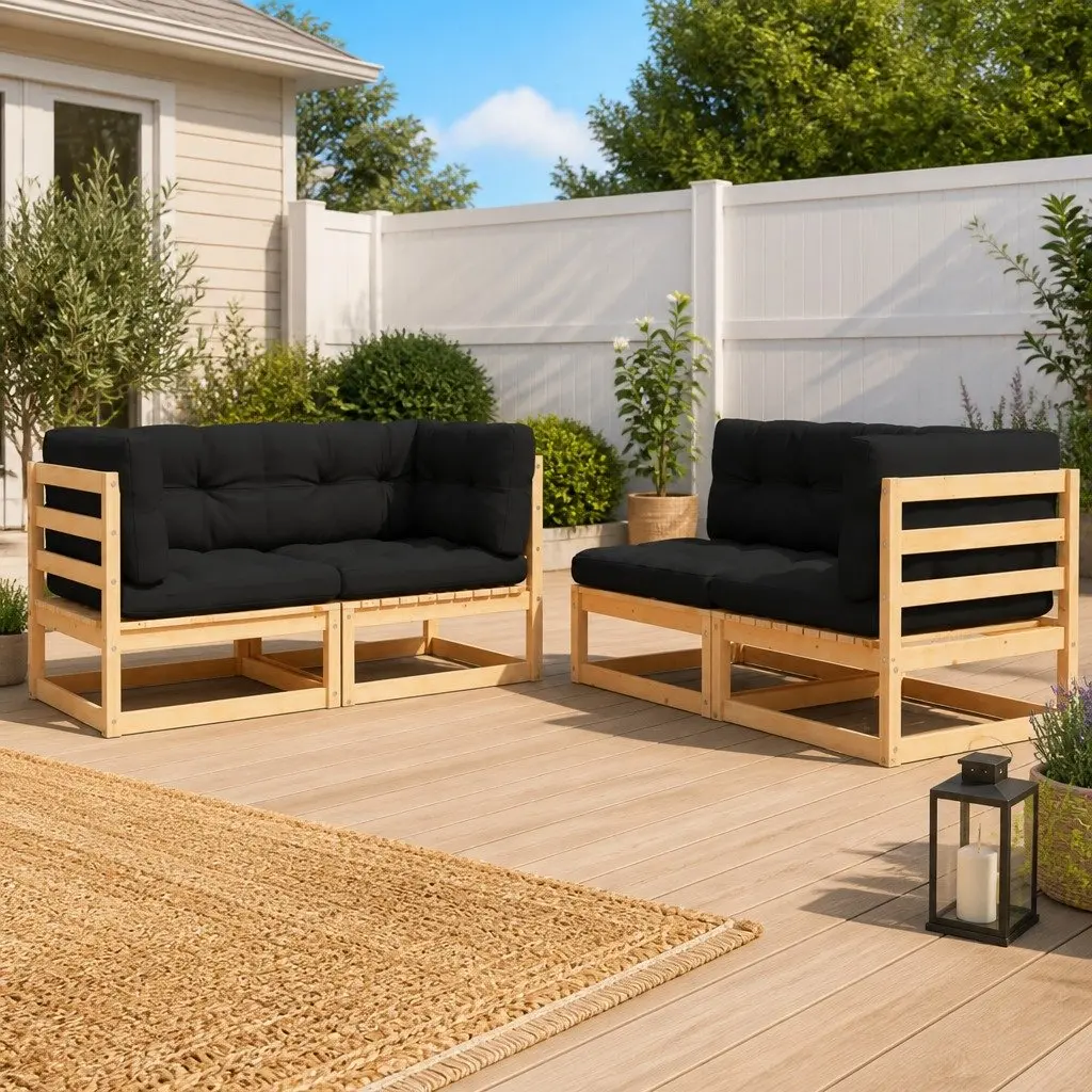 4-Piece Solid Pinewood Lounge Set