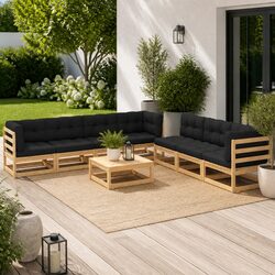 Garden Lounge Set - 8 Piece Modular Pinewood Furniture