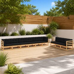 9 Piece Garden Lounge Set with Cushions Solid Pinewood Outdoor Furniture