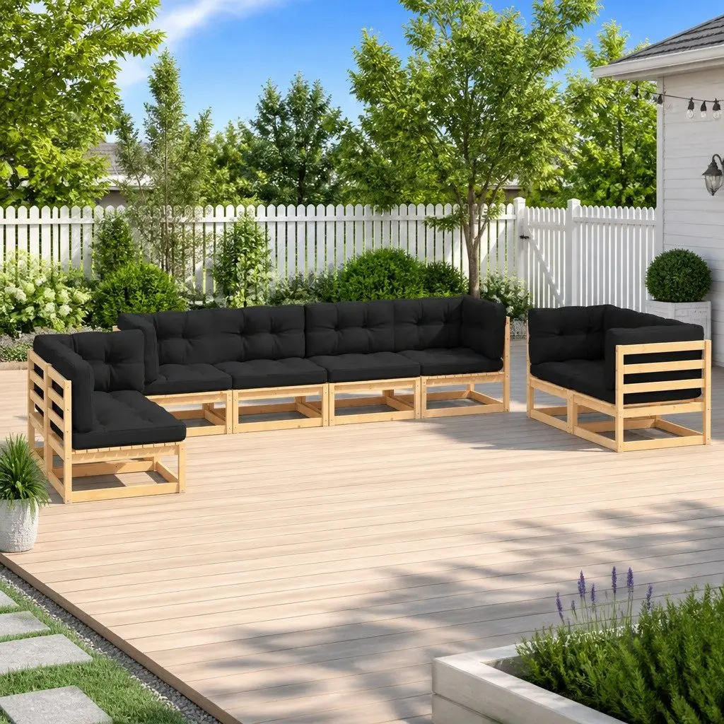 8 Piece Garden Lounge Set Outdoor Patio Furniture Modular Seating with Cushions