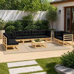 9 Piece Garden Lounge Set Outdoor Furniture Modular Lounge Sofa Sectional