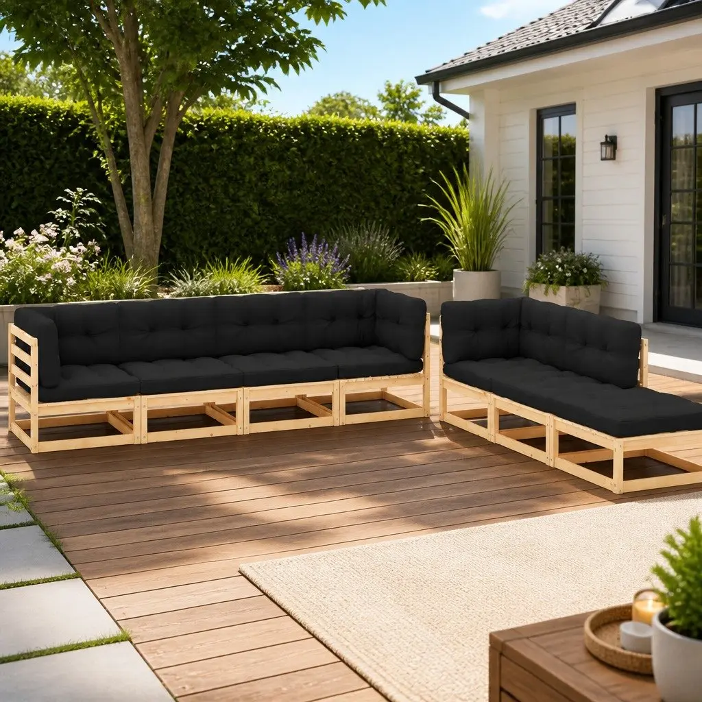 7 Piece Garden Lounge Set Outdoor Furniture Modular Seating Anthracite