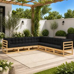 7 Piece Modular Garden Lounge Set, Anthracite Cushions
