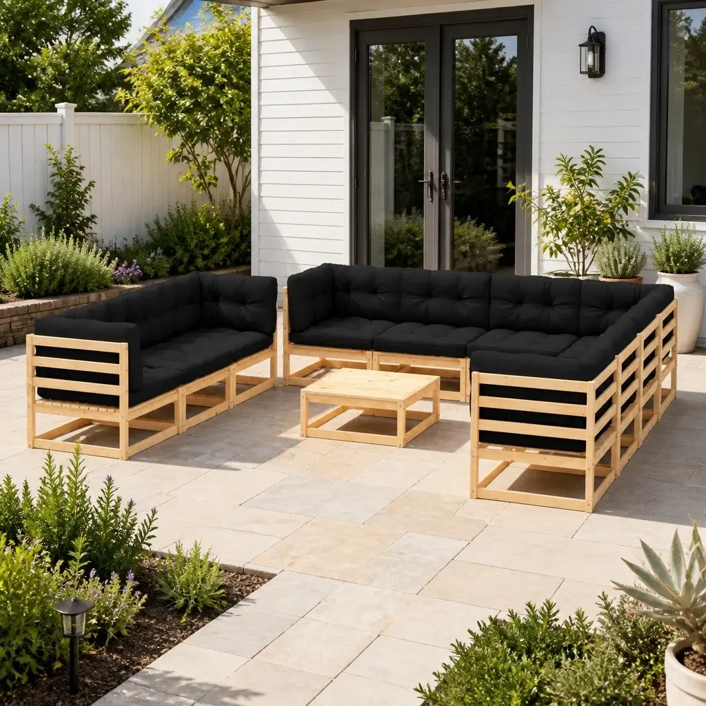 11 Piece Garden Lounge Set for Outdoor Use with Cushions Solid Pinewood Anthracite