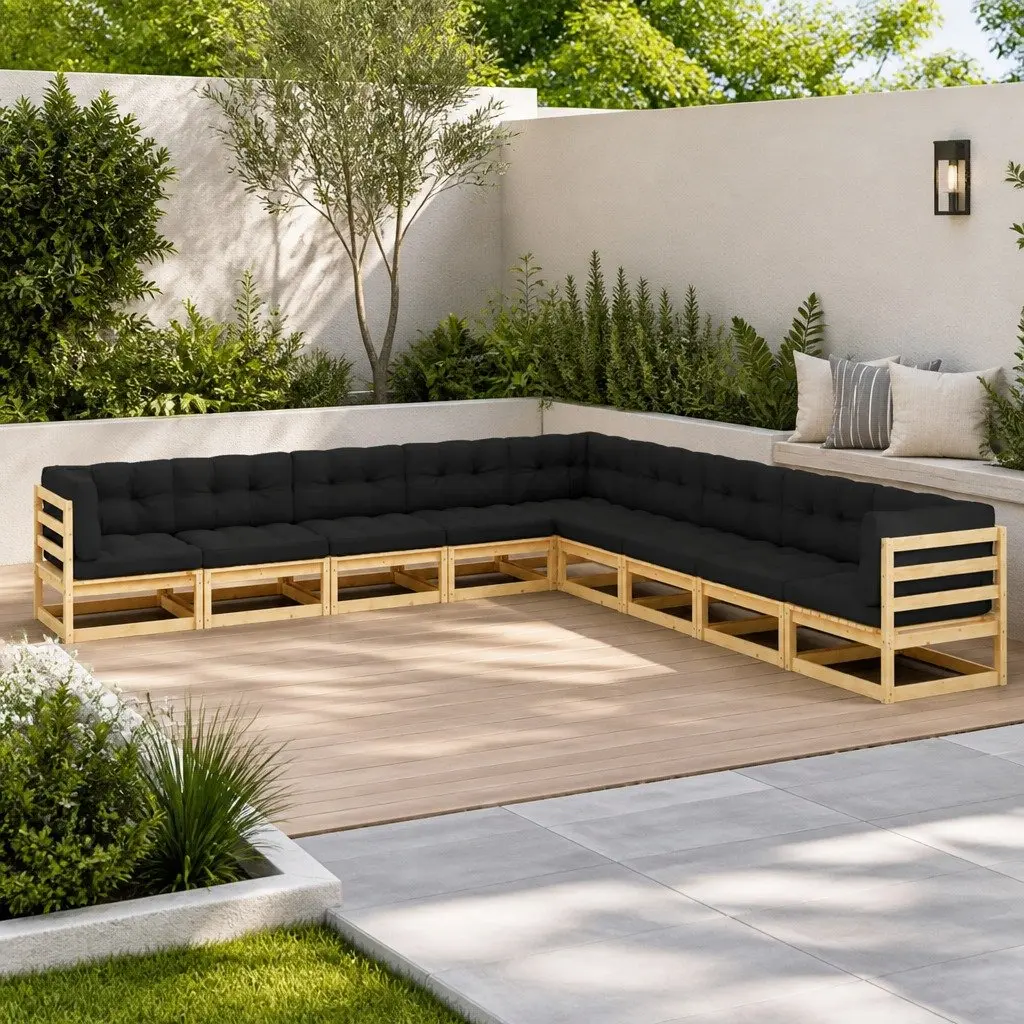 Garden Lounge Set 9 Piece Outdoor Sofa Patio Furniture Modular Pinewood
