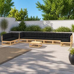 Garden Lounge Set - 10 Pieces of Quality Pinewood