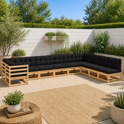 Garden Lounge Set 10 Piece Pallet Sofa Outdoor Furniture with Cushions