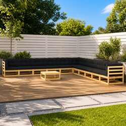 12 Piece Modular Pallet Sofa Set: Pinewood & Cushions