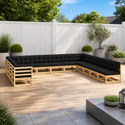 Specifications of 13-Piece Pinewood Garden Lounge Set