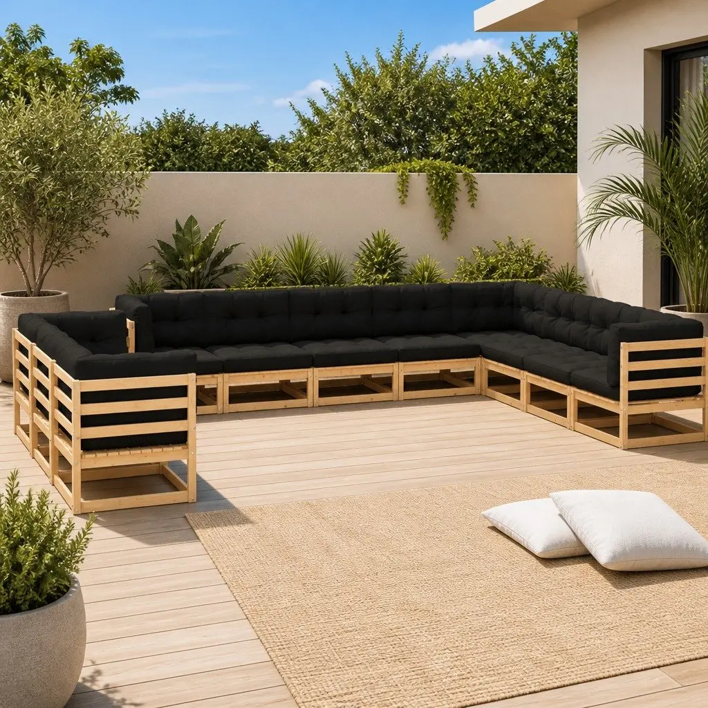 Garden Lounge Set Outdoor Furniture Patio Sofa 11 Piece Pinewood