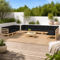Garden Lounge Set: 11 Piece Anthracite Cushion Collection