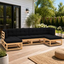 6-Piece Anthracite Cushion Pallet Lounge Set Details