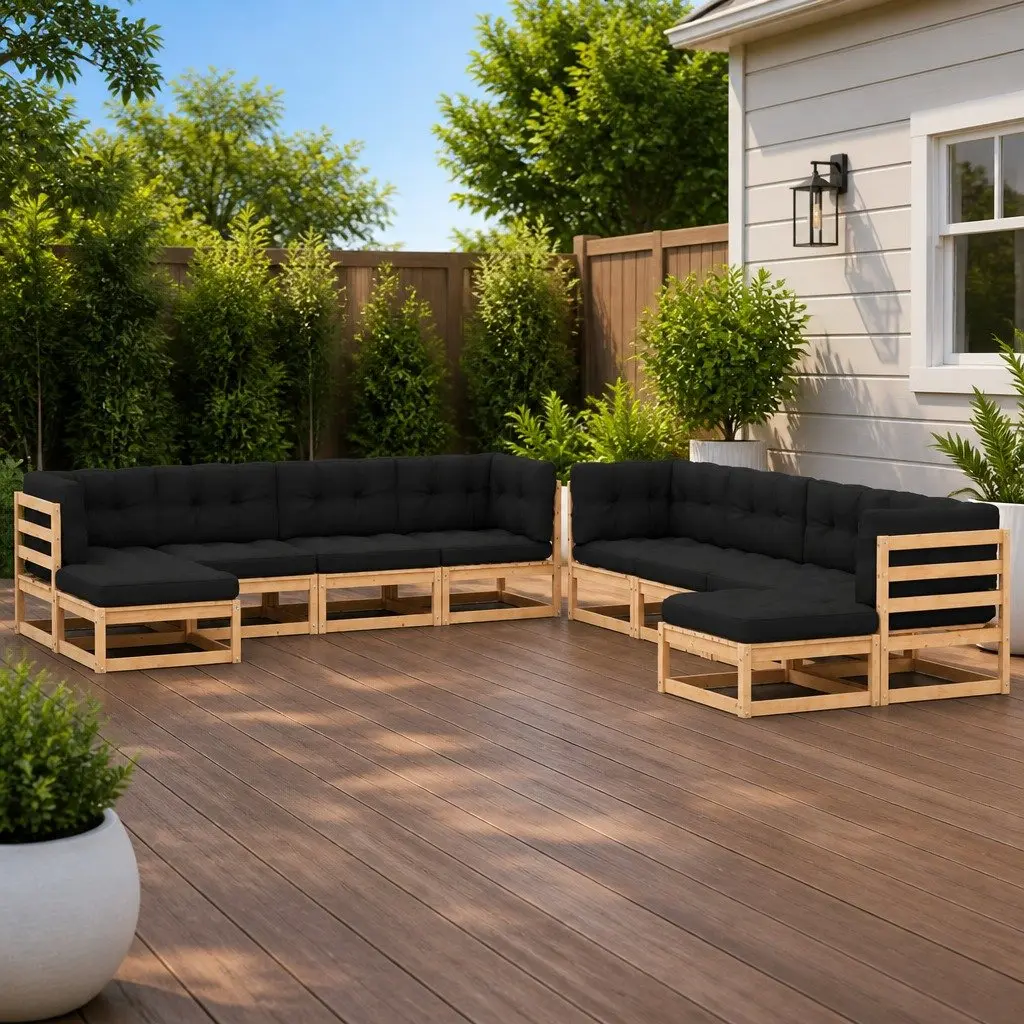 Garden Lounge Set Outdoor Furniture 10 Piece Pinewood Anthracite