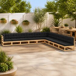 10 Piece Modular Pallet Lounge Set with Cushions