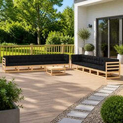 11 Piece Garden Lounge Set: Dimensions and Materials Listed