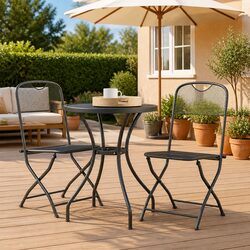 3-Piece Expanded Metal Mesh Garden Dining Set - Anthracite