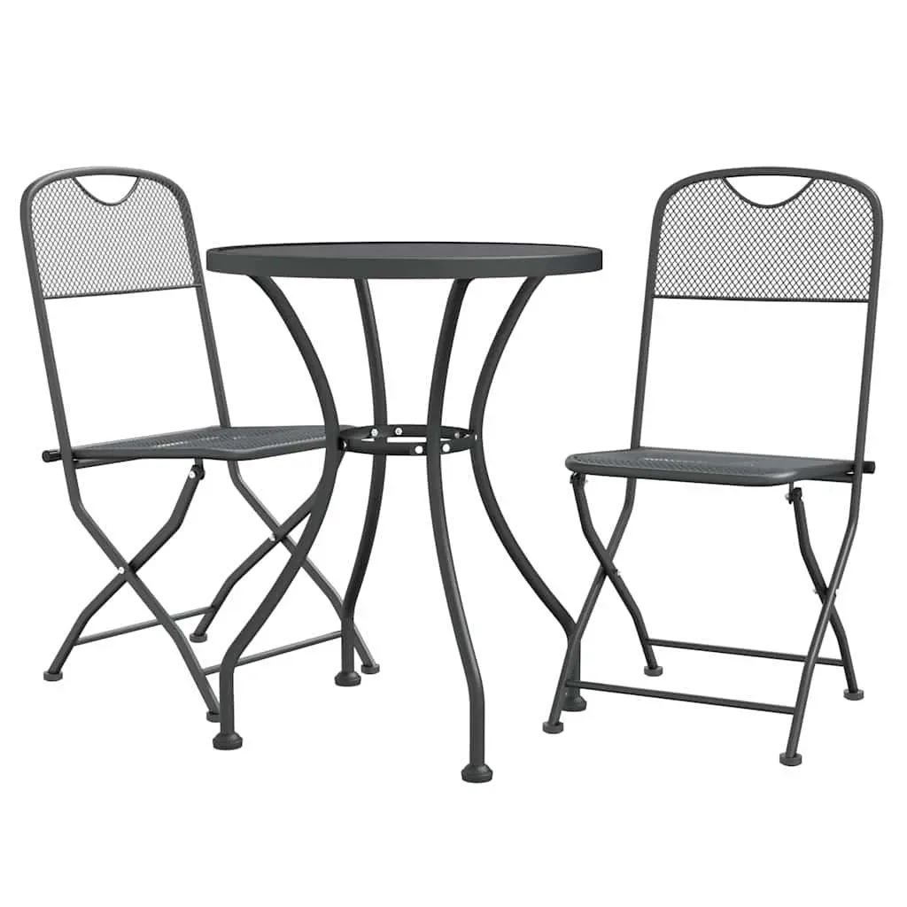 3 Piece Garden Dining Set Outdoor Use Expanded Metal Mesh Anthracite