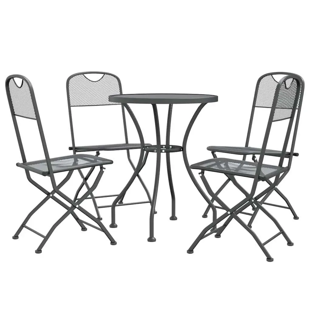 5 Piece Outdoor Garden Dining Set Expanded Metal Mesh Anthracite Folding Chairs
