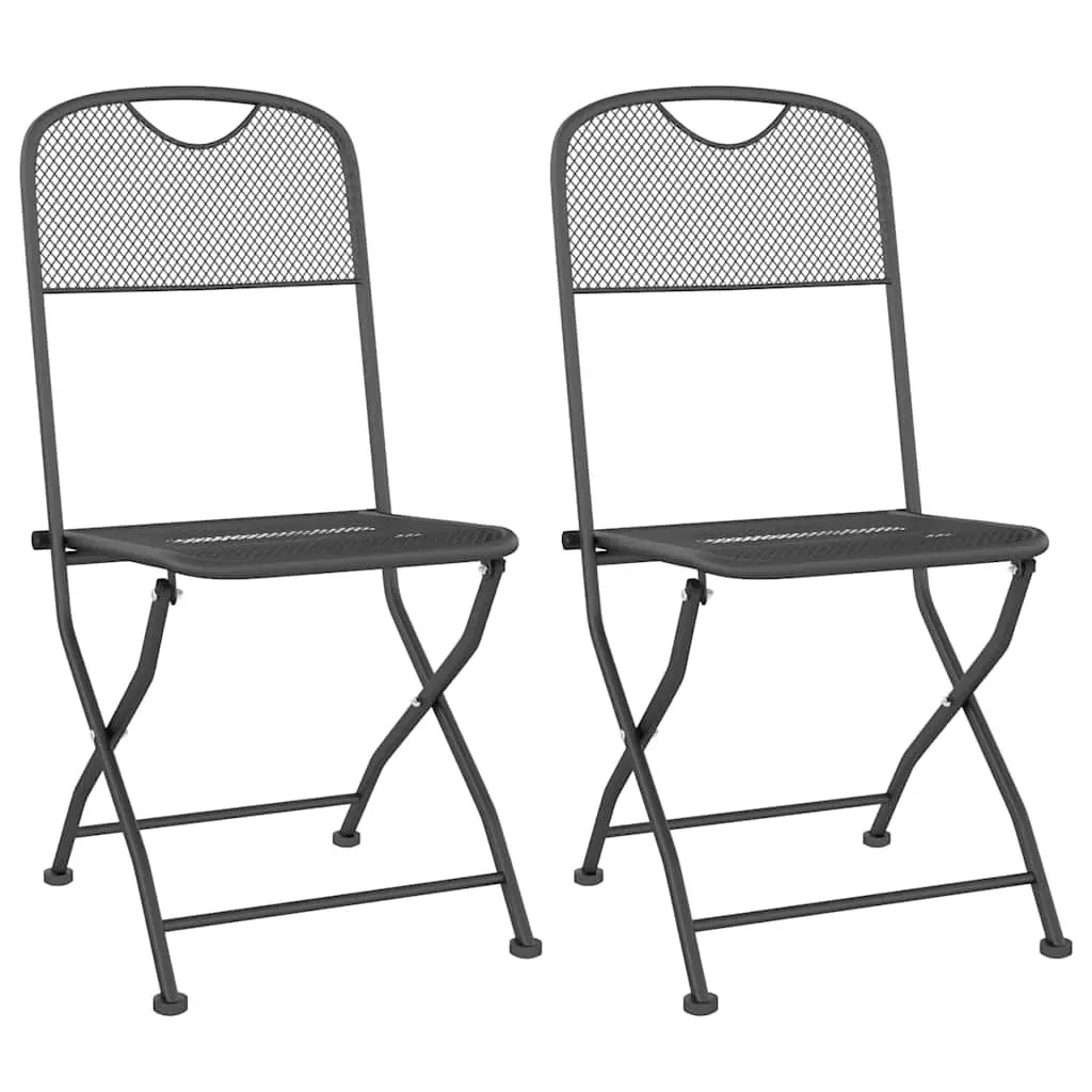3 Piece Garden Dining Set Outdoor Use Anthracite Expanded Metal Mesh Table Chairs