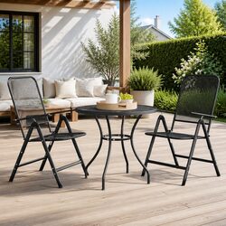 Garden Dining Set: 3 Piece Folding Chairs and Table