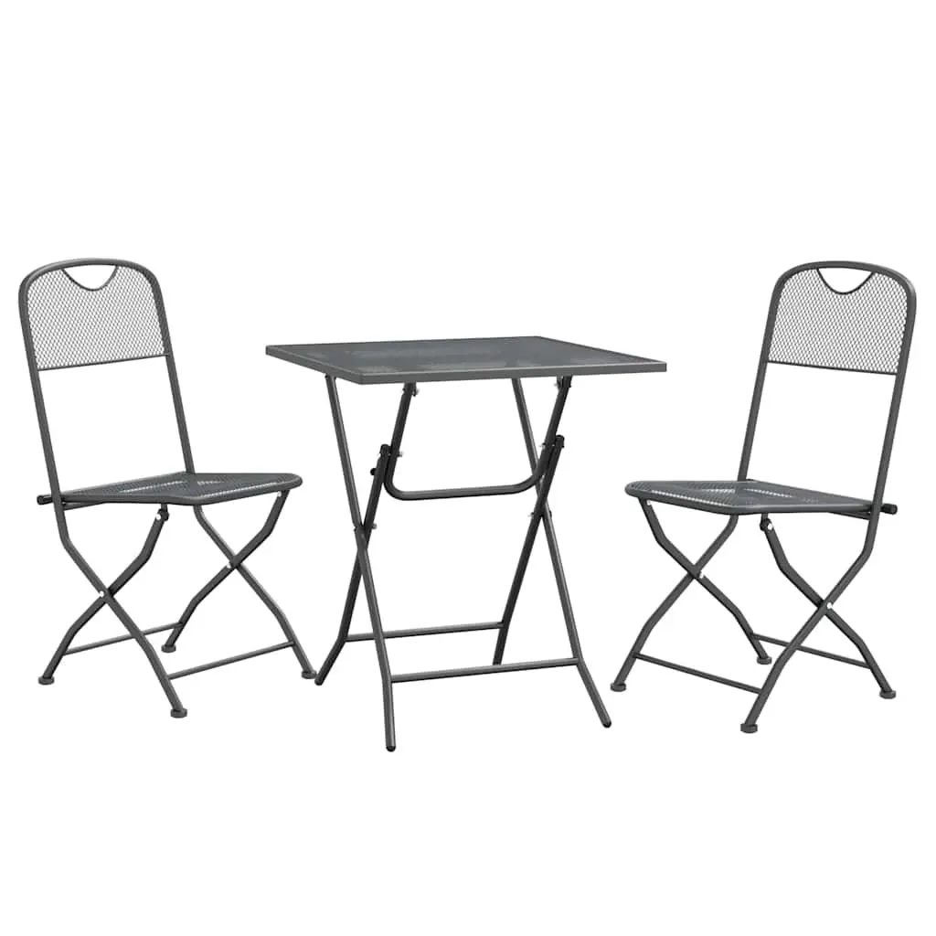 Garden Dining Set Outdoor Use 3 Piece Anthracite Foldable Table