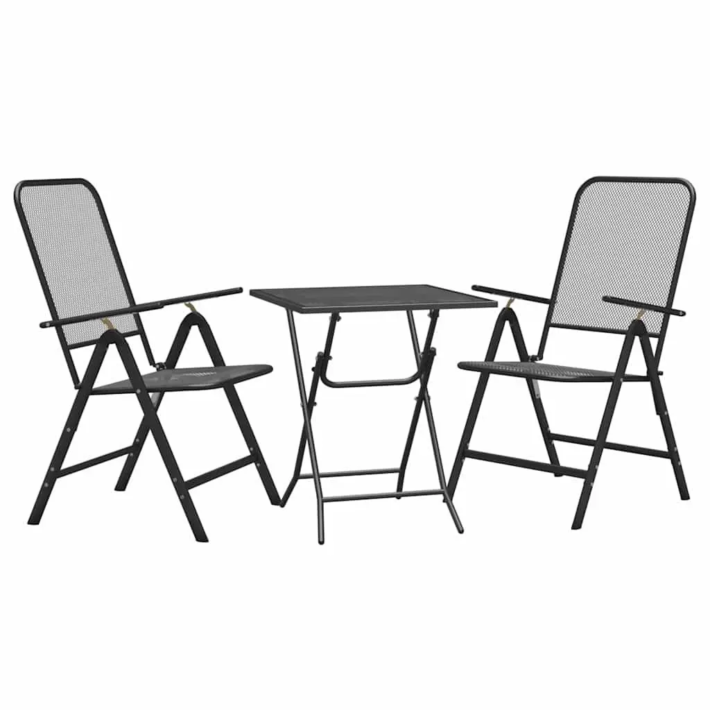 3 Piece Garden Dining Set Outdoor Use Anthracite Expanded Metal Mesh
