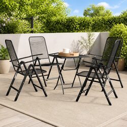 5 Piece Outdoor Garden Dining Set Foldable Recline Chairs Table Patio Furniture