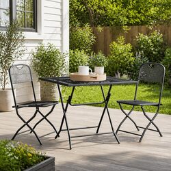 3-Piece Garden Dining Set: Metal Mesh Anthracite