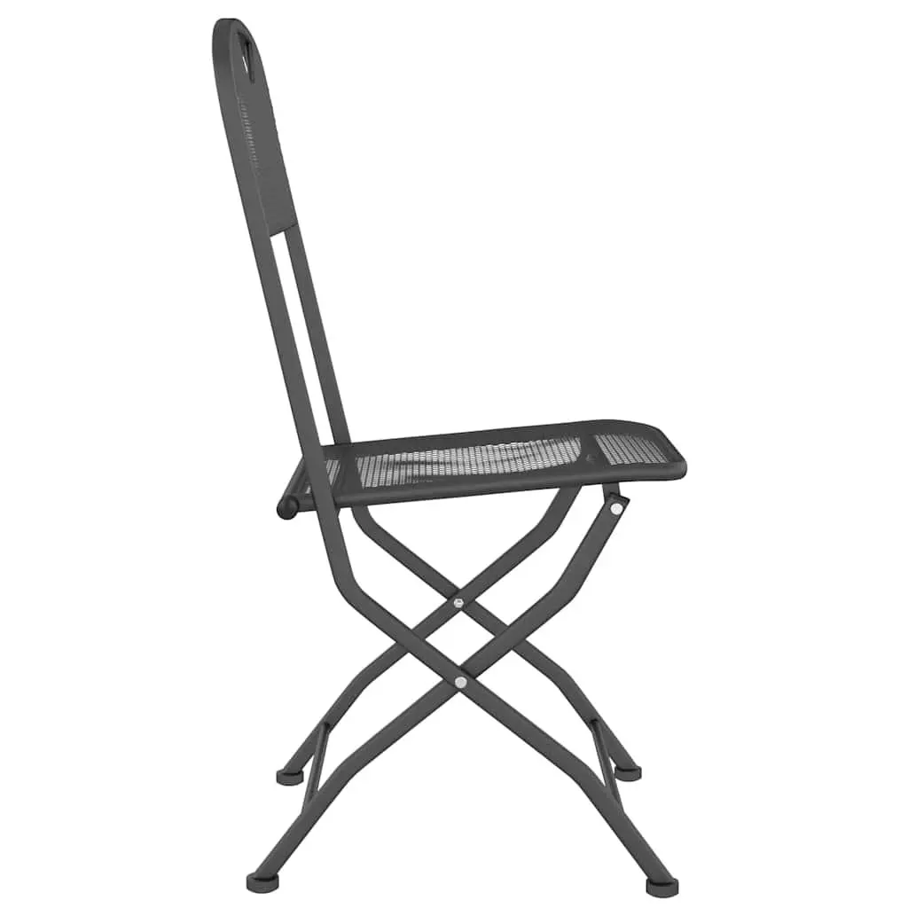 Garden Dining Set Outdoor Patio Furniture 3 Piece Foldable Metal Mesh Anthracite