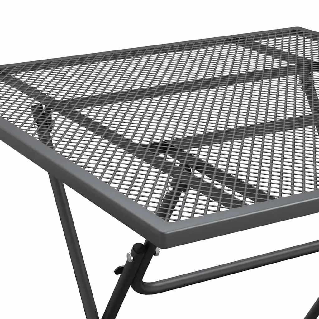 Garden Dining Set Outdoor Patio Furniture 3 Piece Foldable Metal Mesh Anthracite