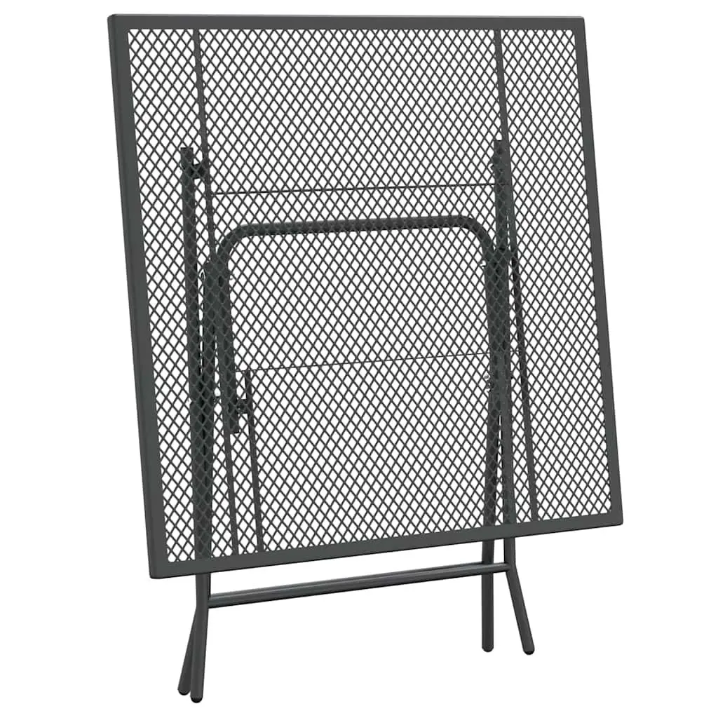 Garden Dining Set Outdoor Patio Furniture 3 Piece Foldable Metal Mesh Anthracite