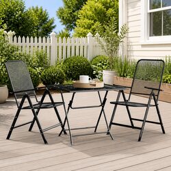 Garden Dining Set with Foldable Chairs and Adjustable Backrests