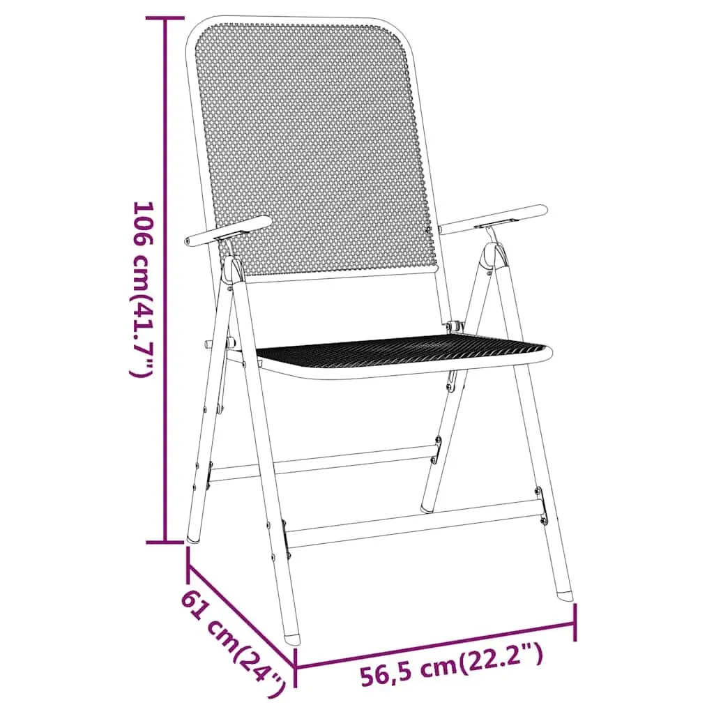 Garden Dining Set with Foldable Chairs and Adjustable Backrests