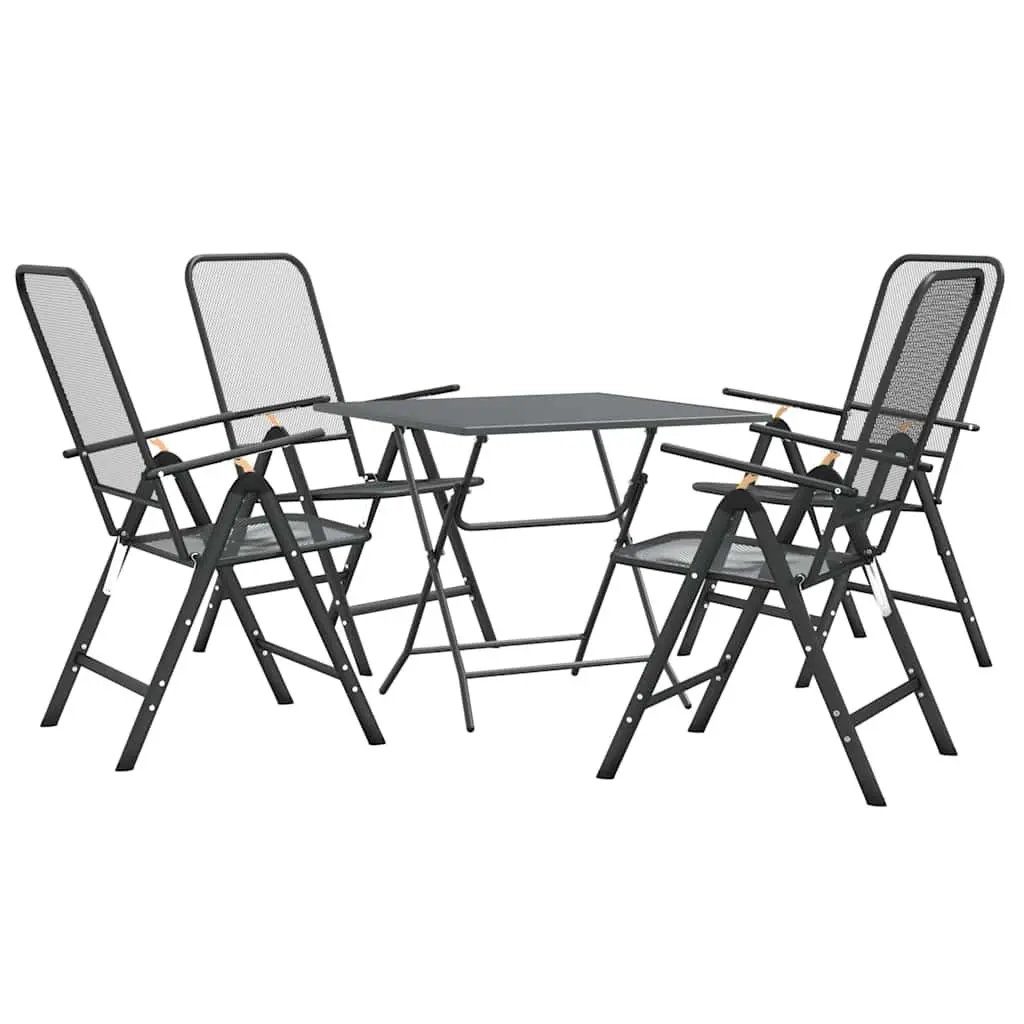 5 Piece Folding Garden Dining Set Outdoor Use Anthracite Chairs and Table