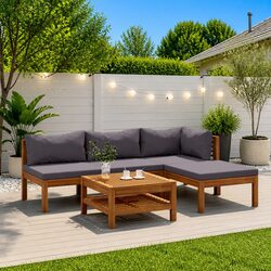 5 Piece Outdoor Furniture Set Specifications: Grey Acacia Wood