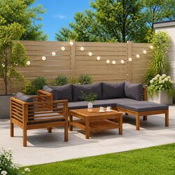 Specifications of 6 Piece Outdoor Lounge Set with Grey Cushions