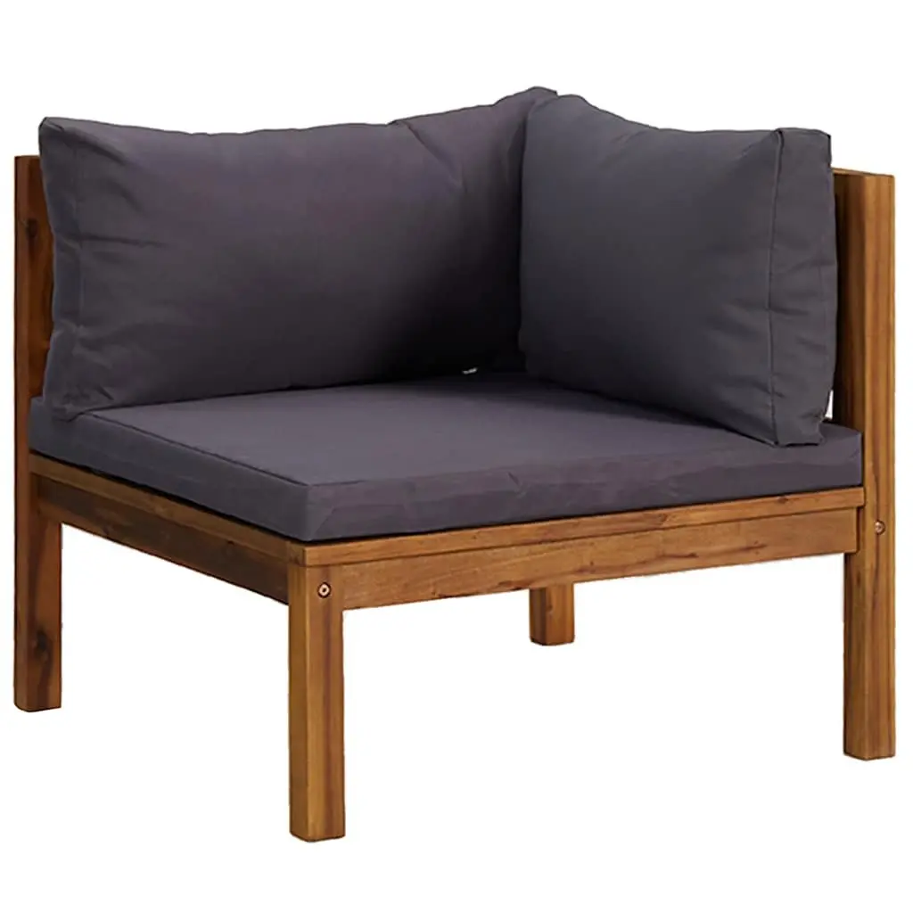 Garden Lounge Set 6 Piece Outdoor Furniture Acacia Wood Modular Sofa with Coffee Table Grey