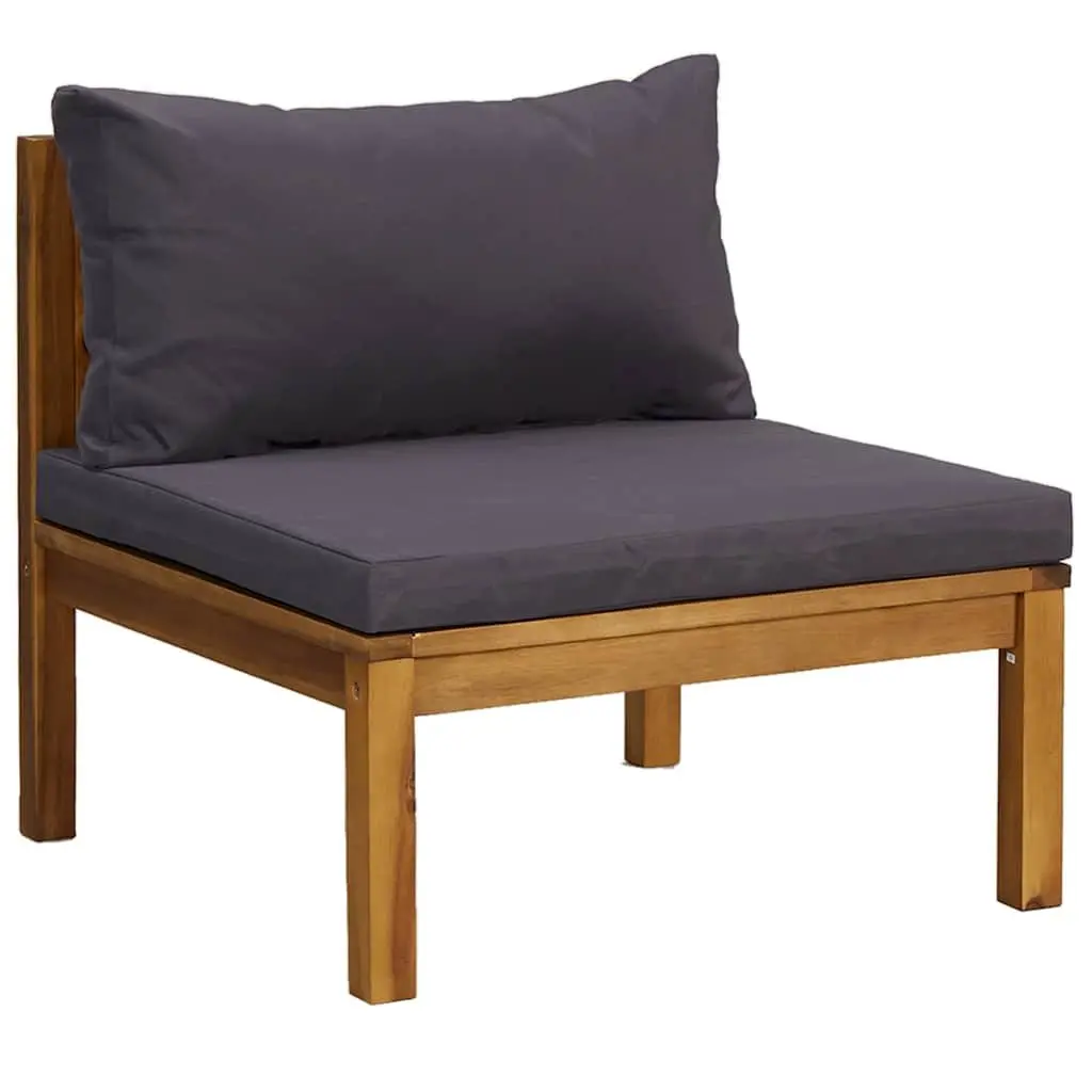 Garden Lounge Set 6 Piece Outdoor Furniture Acacia Wood Modular Sofa with Coffee Table Grey