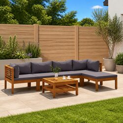 7 Piece Outdoor Modular Sofa Set - Grey Acacia Wood