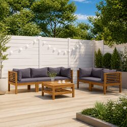 Garden Lounge Set 6 Piece Outdoor Furniture Acacia Wood Modular Sofa with