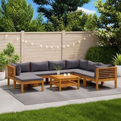 8 Piece Outdoor Lounge Set - Acacia Wood, Cushions Included