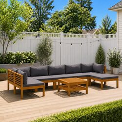 8-Piece Outdoor Lounge Set: Solid Acacia Wood, Grey Finish