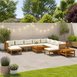 Garden Lounge Set 12 Piece Outdoor Furniture Acacia Wood Modular Sofa with