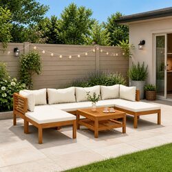 7 Piece Modular Garden Lounge Set in Cream
