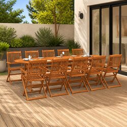 Specifications of 11-Piece Garden Dining Set: 280x90x75 cm