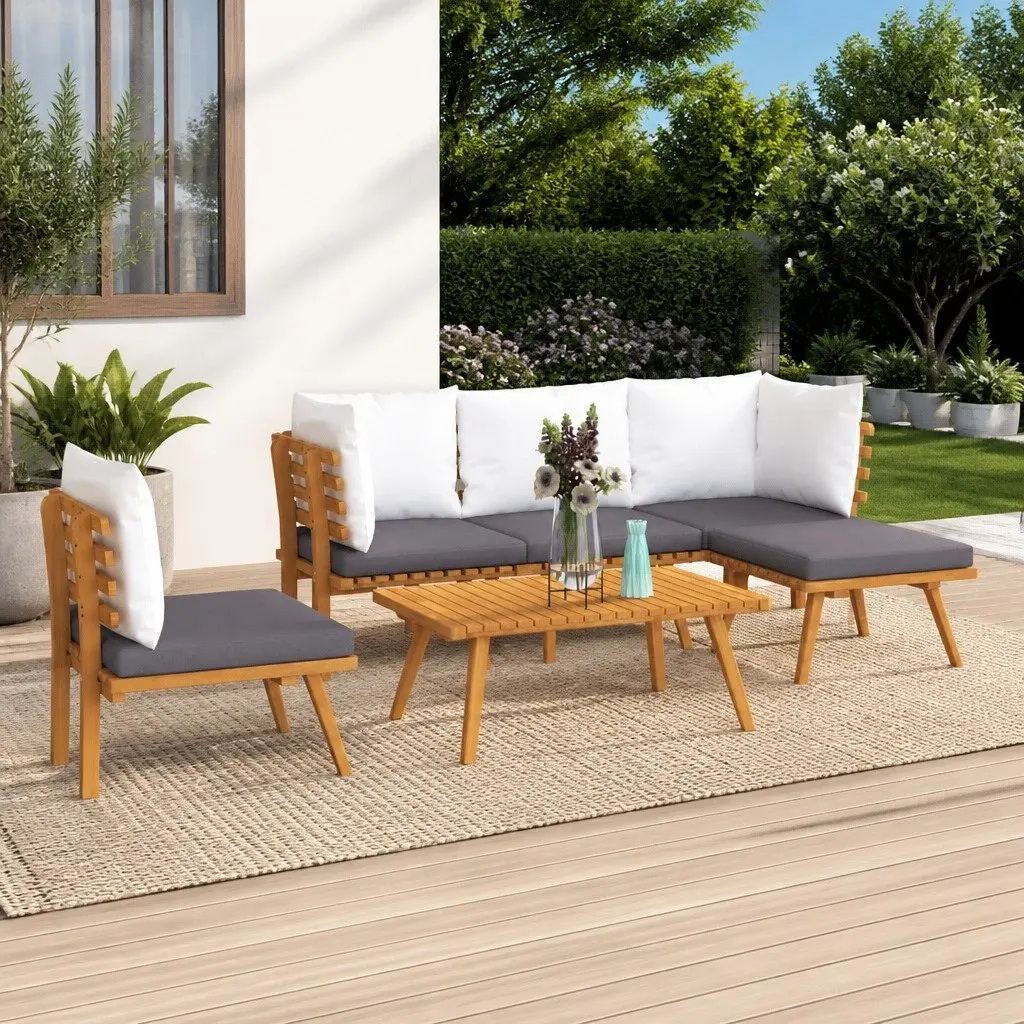 Garden Lounge Set Outdoor Furniture 6 Piece Solid Wood with Cushions