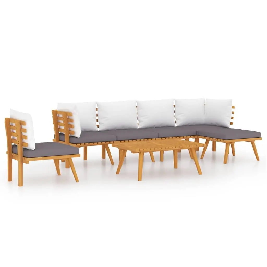 7 Piece Garden Lounge Set for Outdoor Patio Solid Acacia Wood with Cushions
