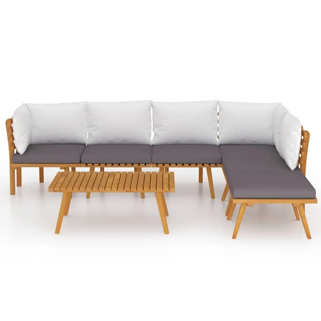 7 Piece Garden Lounge Set for Outdoor Patio Solid Acacia Wood with Cushions